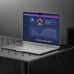 Laptop con dashboard per analisi aziendale basata su intelligenza artificiale e integrazione nelle aziende